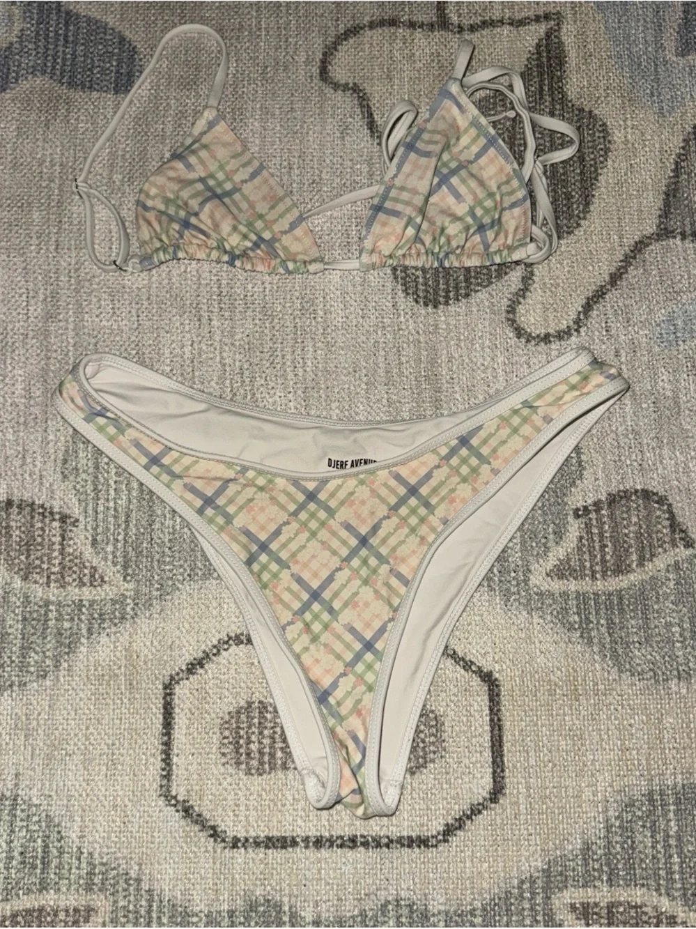 Frankie's Bikinis Pastel Plaid Triangle Bikini Bottom